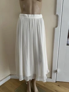 UK10 LilySilk Silk Lined Double-Layer Midi White Women’s Skirt RRP: £235 - Picture 1 of 10