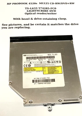  HP PROBOOK 4520s  MULTI CD-RW/DVD+RW   TS-L633 574285-FC0 LIGHTSCRIBE DVD - Image 1 of 4