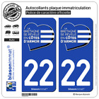 2 Stickers autocollant plaque immatriculation : 22 Cte d'Armor - Tourisme