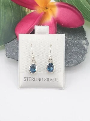 London Blue Topaz Oval Dangle Earrings - Image 1 of 2