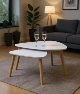 BEISTELLTISCH 2er Set Couchtisch Satztisch Holz Buche Wohnzimmertisch Sofatisch - Bild 1 von 12