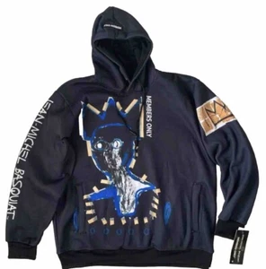 Sudadera con capucha solo para miembros Jean Michel Basquiat para hombre talla pequeña pintura negra azul - Imagen 1 de 3