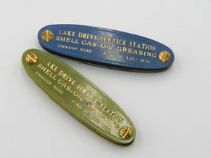 VTG LAKE DRIVE SHELL GAS - OIL CHANGE PUNCH KEY HOLDER AUTOMOBILE ADVERTISING - Picture 1 of 4