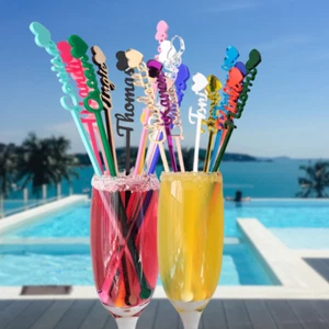 Personalised Drink Stirrers, Heart Cocktail Drinks Stirrers, Wedding Table Decor - Picture 1 of 51