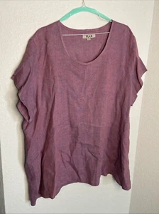 Top donna FLAX taglia 3G (3X) manica corta lino Lagenlook - Foto 1 di 5