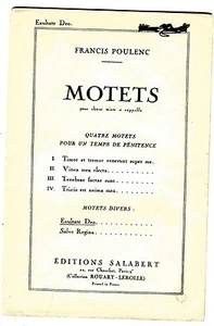 COROS PARA VOCES MIXTAS Lote de 5 partituras Poulenc Fielitz Schubert Rebikoff - Imagen 1 de 5