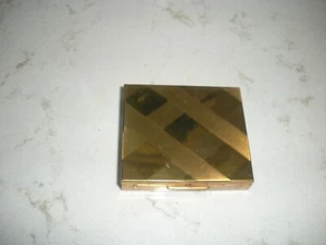  Vintage Mid Century Goldton Metall Kompakt mit Puderquasten Spiegel - Bild 1 von 10