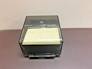 Caja de archivo de tarjetas cubierta giratoria vintage (tapa de color humo) con tarjetas 8035-S - Imagen 1 de 6