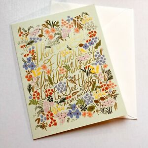 RIFLE PAPER CO. Greeting Card & Envelope - "MATISSE QUOTE" Gold Foil Floral
