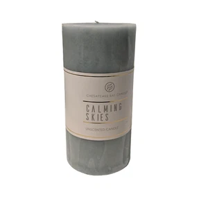Candle Calming Skies Unsented Tall Column by Chesapeake Bay New 4 x 8 inches - Picture 1 of 5