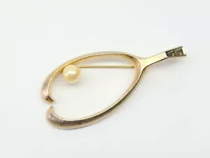 PIN BROCHE ESPOLETA TRIFARI VINTAGE CON PEDRERÍA Y PERLA SINTÉTICA AÑOS 50 60 - Imagen 1 de 5