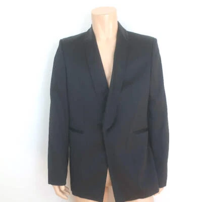 Blazer Ann Demeulemeester satinado negro talla extra grande chaqueta de un botón NUEVO Foto 1 de 4
