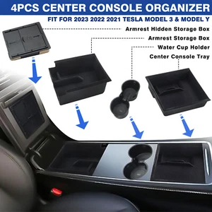 4PCS Center Console Organizer Tray for 2021-2023 Tesla Model 3/Y Armrest Drawer - Picture 1 of 7
