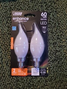 60W Equivalent CA10 Candelabra Dimmable Filament CEC Frosted Glass LED Bulb 2pk - Picture 1 of 2