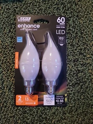 60W Equivalent CA10 Candelabra Dimmable Filament CEC Frosted Glass LED Bulb 2pk - Image 1 of 2