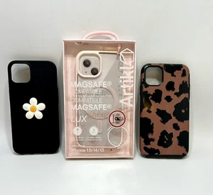 3 Three Apple iPhone 15/14/13 silicone phone cases Pink, Black Daisy, Leopard - Picture 1 of 2