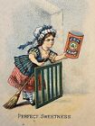 Carte d'échange victorienne mousse de mer Gantz Jones femme nettoyage boîte géante de nettoyage