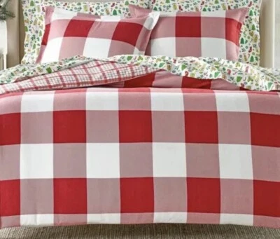 Charter Club Flannel Reversible Full / Queen Duvet Cover Red Check New - Image 1 of 4