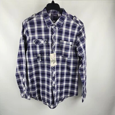 7 Diamonds Dress Shirt Mens Large Purple White Eggplant Pockets Button Up NWT - Image 1 of 4
