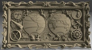Modelo 3D STL MAPA DEL MUNDO 2 para Ruta CNC Impresora 3D Grabador Tallado Aspire - Imagen 1 de 2