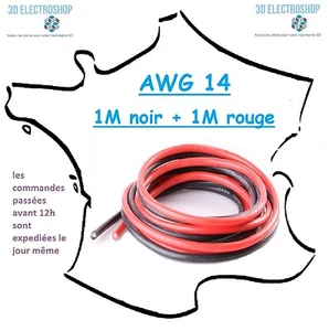 2 mètres de fil électrique extra souple AWG 14, imprimante 3D, modelisme, CNC - Imagen 1 de 1