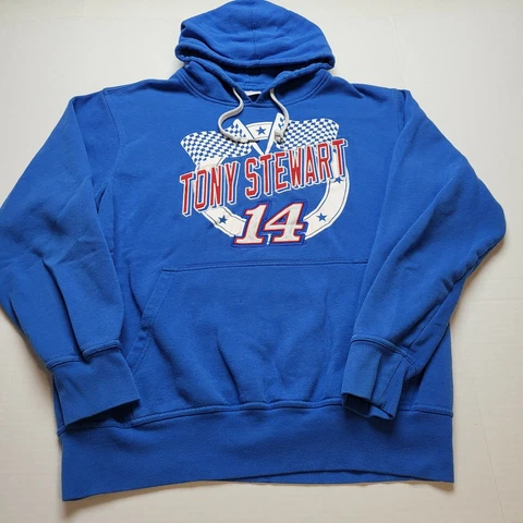 NASCAR Tony Stewart Sweatshirt Mens XL Hoodie Blue Pullover Race A12 Cover