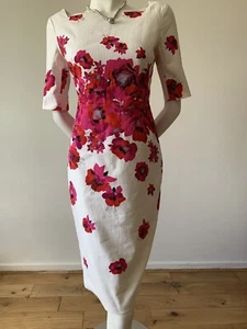 L.K. Bennett Dr Lasana Floral Dress Size UK 10 us 6 pink white 98% cotton - Picture 1 of 15