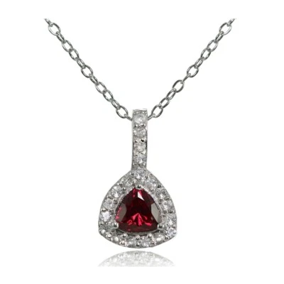 Sterling Silver Created Ruby & White Topaz Trillion-Cut Necklace - Image 1 of 4