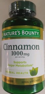 NEW Nature's Bounty Cinnamon 1500mg Sugar Metabolism, 100 Caps Exp 11/2026 - Picture 1 of 3