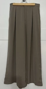 Tronjori Women's High-Waist Casual Wide-Leg Tan Pants SZ Large Career Staple! - Picture 1 of 8