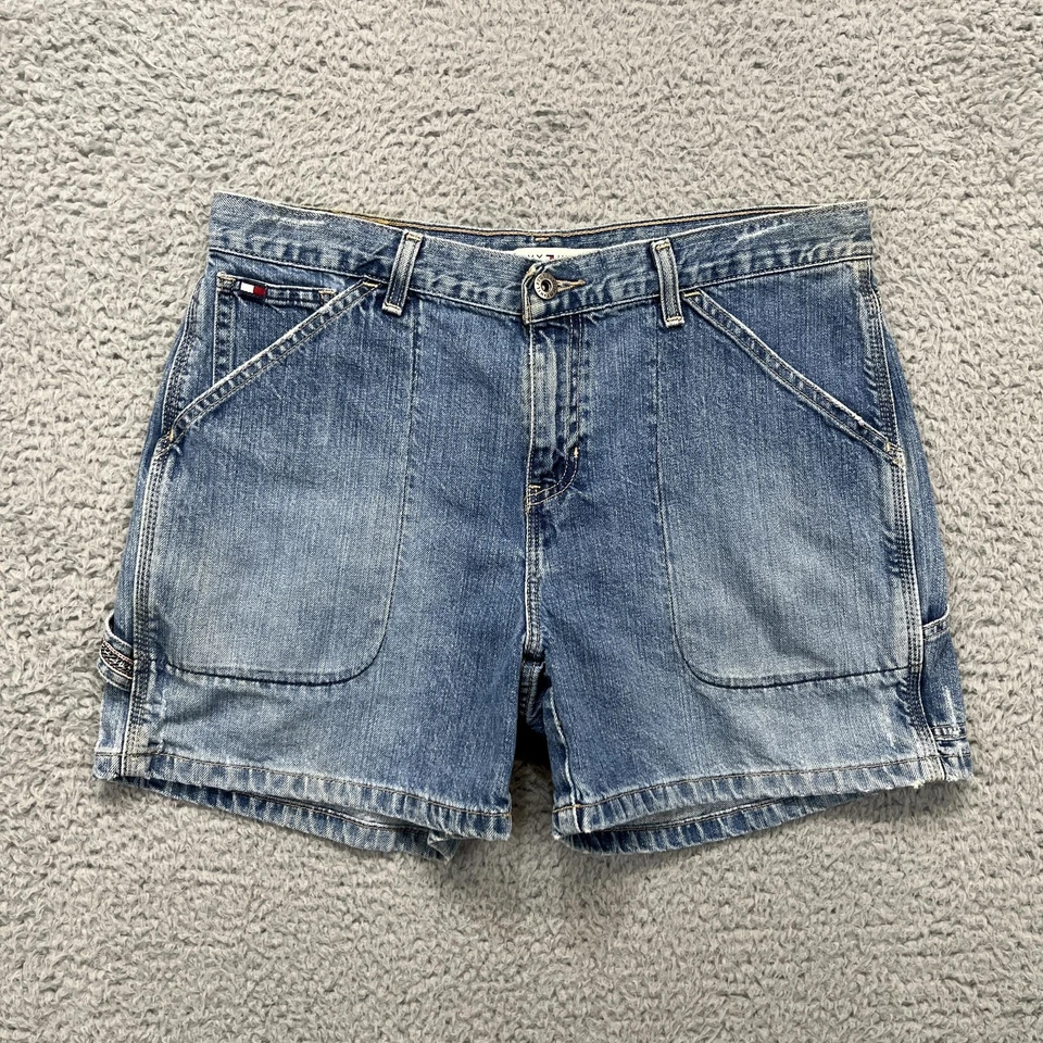 Vintage Tommy Hilfiger Shorts Womens 10 Blue Denim Carpenter Utility Y2K 00s - Image 1 of 4