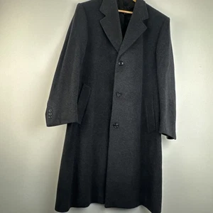  Crombie Overcoat men’s 40” wool & cashmere dark grey,  Long quality coat l@@k!! - Picture 1 of 21