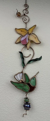 Colibrí y Flor Atrapasol Vidrieras Hogar Patio y Jardín Decoración 20" Foto 1 de 4