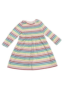 Babygap Colorful Striped Long Sleeve White Cotton Dress - Size 5 Years - Picture 1 of 1