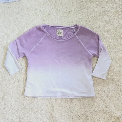 CHASER Lila Dip Dye Sudadera Recortada Manga 3/4 Ombre Mezcla Lino Jersey XS Foto 1 de 4