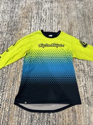 Troy Lee Designs Mens Jersey Size M Neon Yellow/Green and Black and Blue - Image 1 of 2