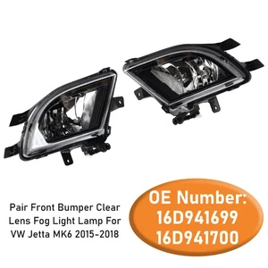 Pair Front Bumper Clear Lens Fog Light Lamp For VW Volkswagen Jetta 2015-2018 - Picture 1 of 9