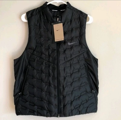 New Nike FB7542-010 Men’s Medium TALL Therma-FIT ADV AeroLoft Running Vest Black - Image 1 of 4