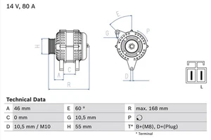 Bosch 0 986 084 210 Generator passend für NISSAN - Picture 1 of 2