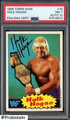 Hulk Hogan Salón de la Fama Firmado 1985 Topps WWF Lucha Libre #16 PSA 7 PSA/DNA Automático 10 Foto 1 de 2