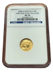 US 2008 W Gold 1/10 oz $5 NGC MS70 Gold Buffalo - Picture 1 of 2