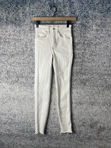 Free People We the Free Jeans Womens Beige High Rise Crop Ankle Raw Hem Size 24 - Picture 1 of 8