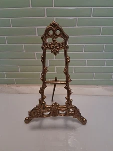 Cavalletto espositore ottone ornato vintage portafoto porta libri 7" retrò oro - Foto 1 di 6