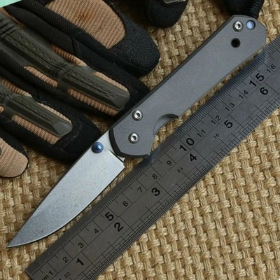 Classic Titanium Handle D2 Stainless Steel Blade Pocket Folding Knife With Clip - Image 1 of 4