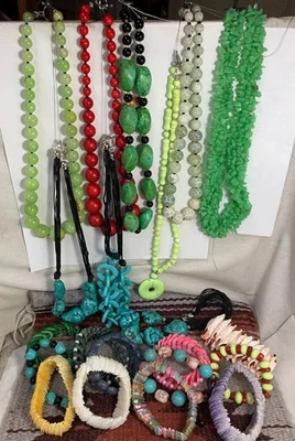 Großverkauf //Posten 21 Mix Edelstein Halsketten// Armbänder/(n101) - Bild 1 von 2