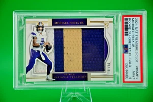 2024 National Treasures GOLD Rookie Silhouettes Michael Penix Jr. PSA 9 1/10 - Picture 1 of 2