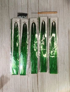47 Inch Long Green Hair Tinsel Sparkling Shiny Hair Extensions 200 Strands - Picture 1 of 6