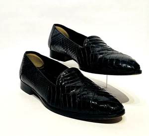 Scarpe eleganti Giorgio Brutini da uomo taglia 10 US in vera pelle di serpente slip on nere - Foto 1 di 11