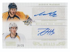2013-14 National Treasures Dual Auto Gold Austin Watson/Michael Del Zotto 16/25