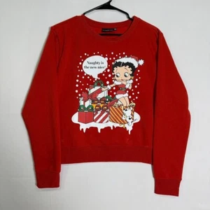Betty Boop Womens L Red Christmas Crewneck Sweatshirt Holiday Graphic - Picture 1 of 4